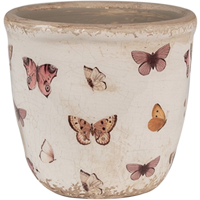 Clayre & Eef 6CE1661XS Décoration Pot de fleurs Ø 11x10 cm Beige Rose