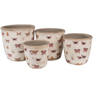 Clayre & Eef 6CE1661XS Décoration Pot de fleurs Ø 11x10 cm Beige Rose