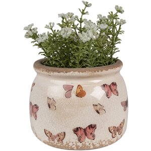 Clayre & Eef 6CE1662S Décoration Pot de fleurs Ø 12x10 cm Beige Rose