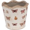 Clayre & Eef 6CE1664S Pot de fleurs Ø13x12 cm Beige Rose Céramique Papillon