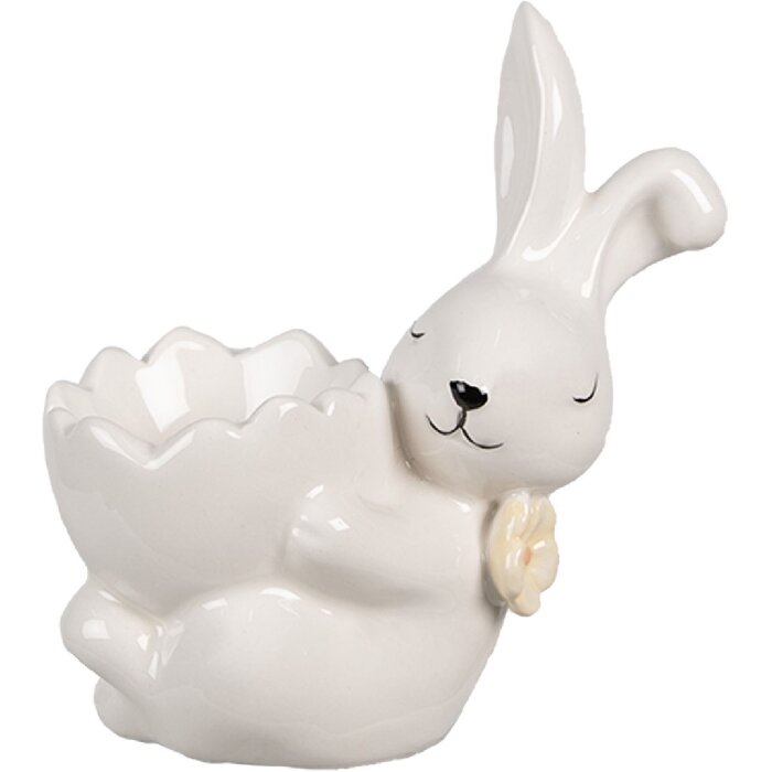 Clayre & Eef 6CE1700 Coquetier lapin blanc 10x6x11 cm style rustique