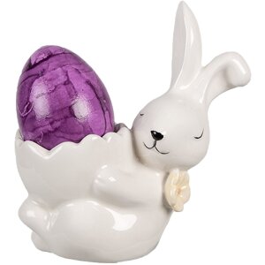 Clayre & Eef 6CE1700 Coquetier lapin blanc 10x6x11 cm style rustique
