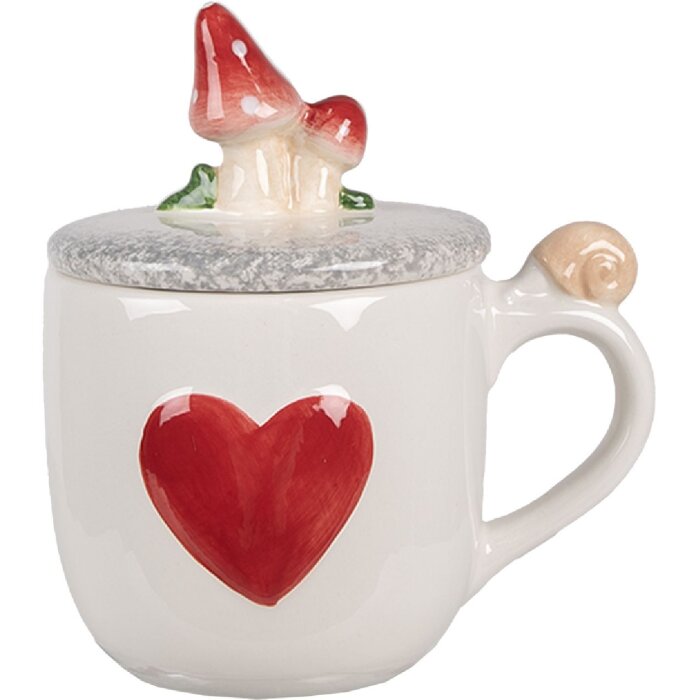 Clayre & Eef 6CE1702 Gobelet 14x10x9 /15 cm / 400 ml blanc rouge
