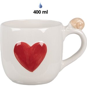 Clayre & Eef 6CE1702 Gobelet 14x10x9 /15 cm / 400 ml blanc rouge