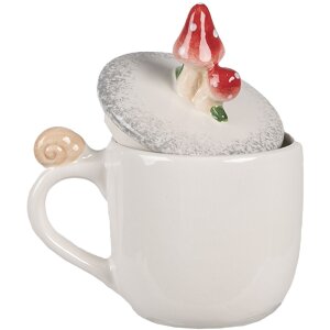 Clayre & Eef 6CE1702 Gobelet 14x10x9 /15 cm / 400 ml blanc rouge