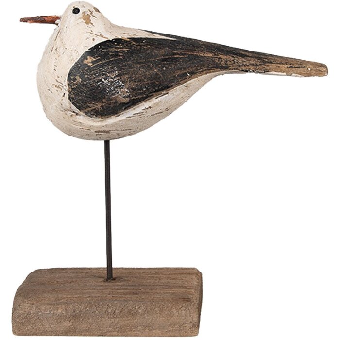 Clayre & Eef 6H2343 Décoration oiseau 12x5x13 cm blanc noir