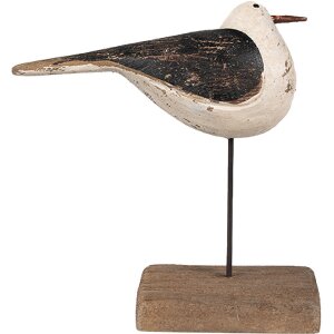 Clayre & Eef 6H2343 Décoration oiseau 12x5x13 cm blanc noir