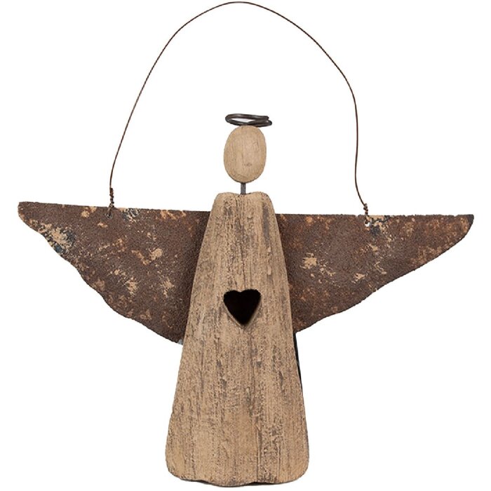 Clayre & Eef 6H2351 Décoration ange brun 18x2x14/18 cm
