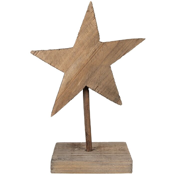 Clayre & Eef 6H2373 Décoration étoile en bois 15x8x21 cm brun