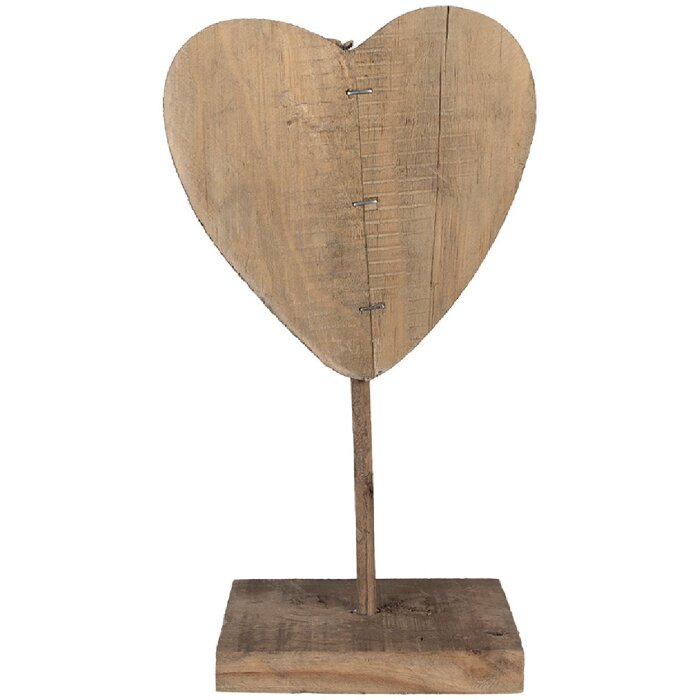 Clayre & Eef 6H2377 Décoration Cœur en bois brun 15x8x27 cm
