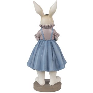 Clayre & Eef 6PR4016 Déco Lapin Beige Bleu 12x10x27cm Polyrésine Style Campagne