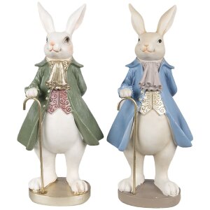 Clayre & Eef 6PR4017 Lapin décoratif Beige Bleu 12x9x26 cm
