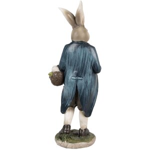 Clayre & Eef 6PR4027 Lapin décoratif brun bleu 9x7x25 cm Polyrésine Maison de campagne