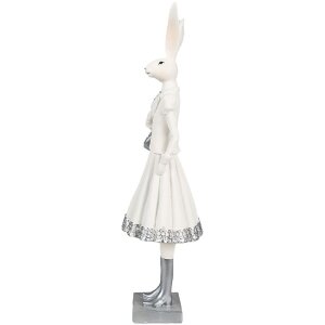 Clayre & Eef 6PR4037 Lapin décoratif blanc 10x9x32 cm Polyrésine Moderne