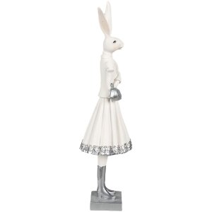 Clayre & Eef 6PR4037 Lapin décoratif blanc 10x9x32 cm Polyrésine Moderne