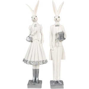 Clayre & Eef 6PR4037 Lapin décoratif blanc 10x9x32 cm Polyrésine Moderne