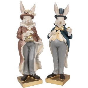 Clayre & Eef 6PR4128 Décoration Lapin Beige Marron 10x8x30 cm style rustique