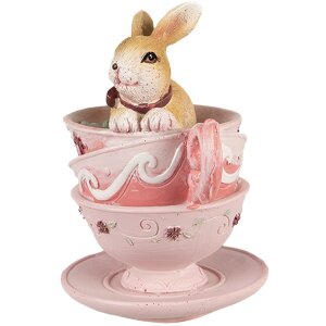 Clayre & Eef 6PR4985 Tasses à lapin décoratives 9x7x10 cm brun rose