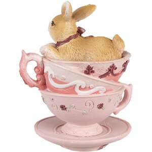 Clayre & Eef 6PR4985 Tasses à lapin décoratives 9x7x10 cm brun rose