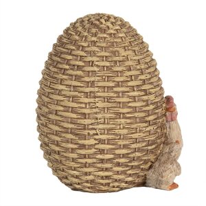 Clayre & Eef 6PR5026 Déco Poule à lœuf 9x8x10 cm Brun Blanc