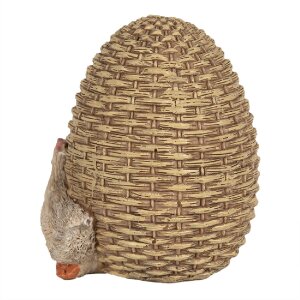 Clayre & Eef 6PR5026 Déco Poule à lœuf 9x8x10 cm Brun Blanc