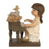 Clayre & Eef 6PR5029 Enfant avec piano Figurine décorative 10x6x10 cm Marron