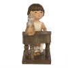 Clayre & Eef 6PR5029 Enfant avec piano Figurine décorative 10x6x10 cm Marron