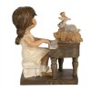 Clayre & Eef 6PR5029 Enfant avec piano Figurine décorative 10x6x10 cm Marron