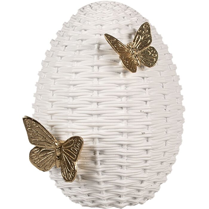 Clayre & Eef 6PR5041 Œuf décoratif 15x18x20 cm Blanc Design élégant