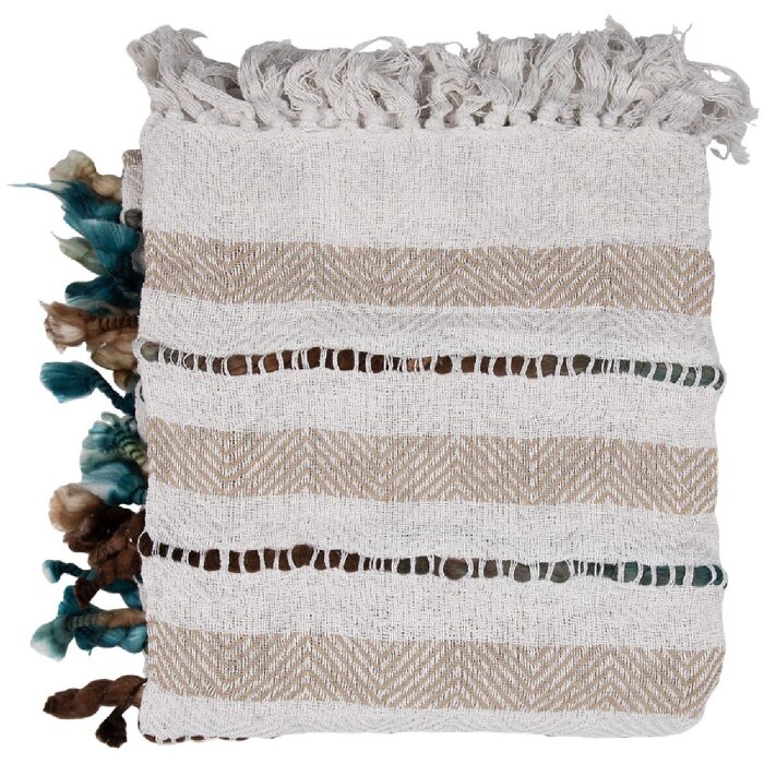 Clayre & Eef KT060.139 Plaid à motifs beige 125x150cm