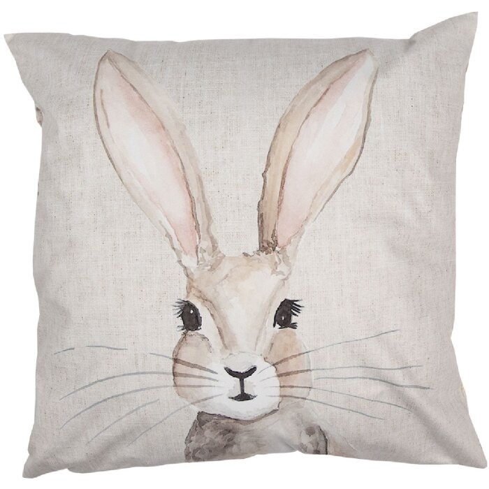 Clayre & Eef RUB22 Lapin Housse de coussin 45x45 Beige Coussin décoratif