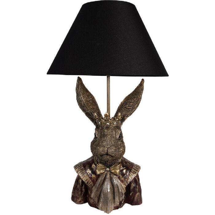 Clayre & Eef 5LMC0033 Lampe de table lapin avec couronne noir/marron 37x61 cm