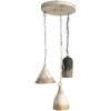 Clayre & Eef 5LMP320 Lampe à suspendre Vintage Blanc Noir Ø70x95cm E14 3x25W