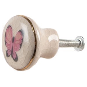 Clayre & Eef 65301 Bouton de porte Papillon rose blanc Ø 3x1/4 cm