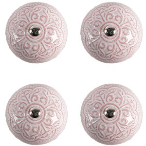 Clayre & Eef 65302 Bouton de porte Céramique Rose Motif floral Ø 4x3/6 cm