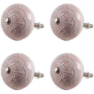 Clayre & Eef 65302 Bouton de porte Céramique Rose Motif floral Ø 4x3/6 cm