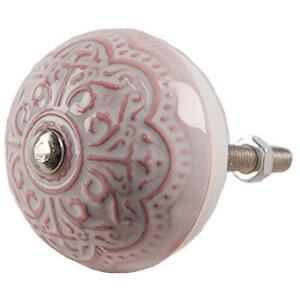 Clayre & Eef 65302 Bouton de porte Céramique Rose Motif floral Ø 4x3/6 cm