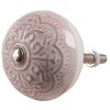 Clayre & Eef 65302 Bouton de porte Céramique Rose Motif floral Ø 4x3/6 cm