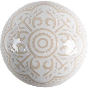 Clayre & Eef 65304 Bouton de porte Céramique Blanc Or Motif Ø4x3 cm