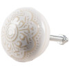 Clayre & Eef 65304 Bouton de porte Céramique Blanc Or Motif Ø4x3 cm