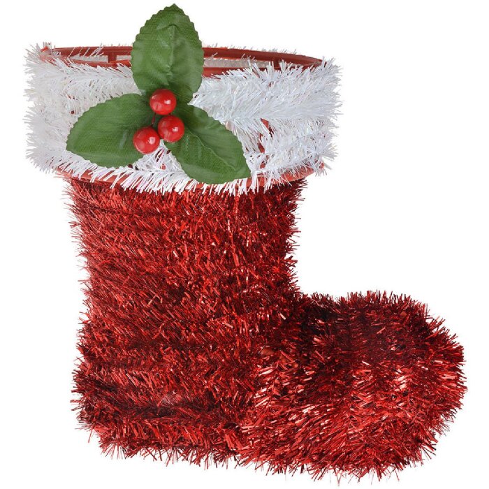 Clayre & Eef 65476 Décoration de Noël Botte Rouge Blanc 25x11x26 cm