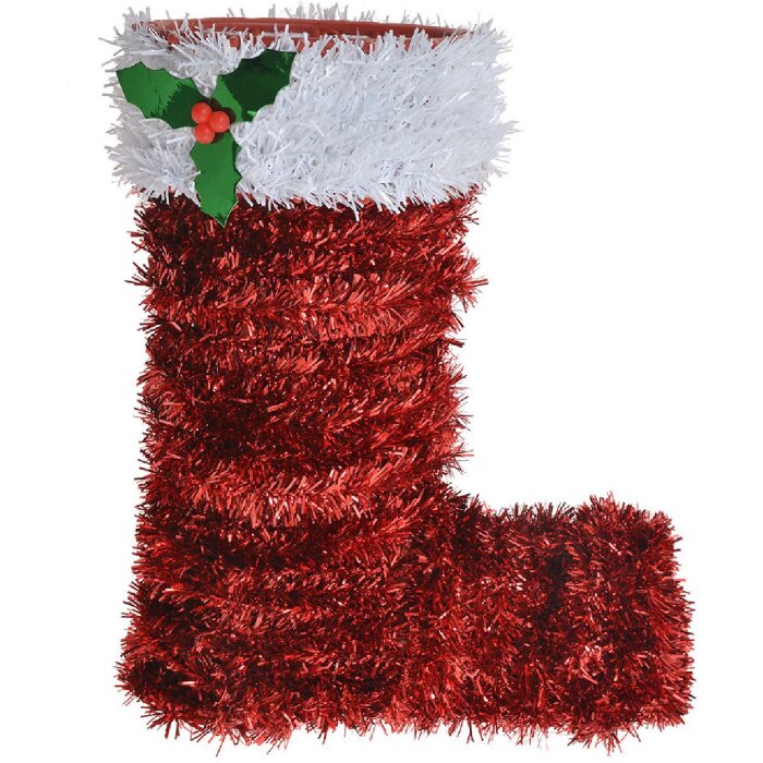 Clayre & Eef 65477 Décoration de Noël Botte Rouge Blanc 17x8x22 cm