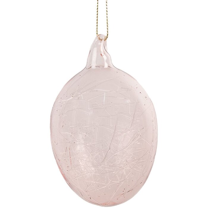 Clayre & Eef 6GL4447 Décoration Oeuf rose verre Ø 6x10 cm style campagnard