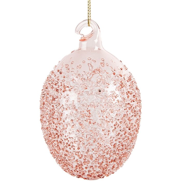 Clayre & Eef 6GL4450 Décoration Oeuf suspendu Ø 6x9 cm Verre rose