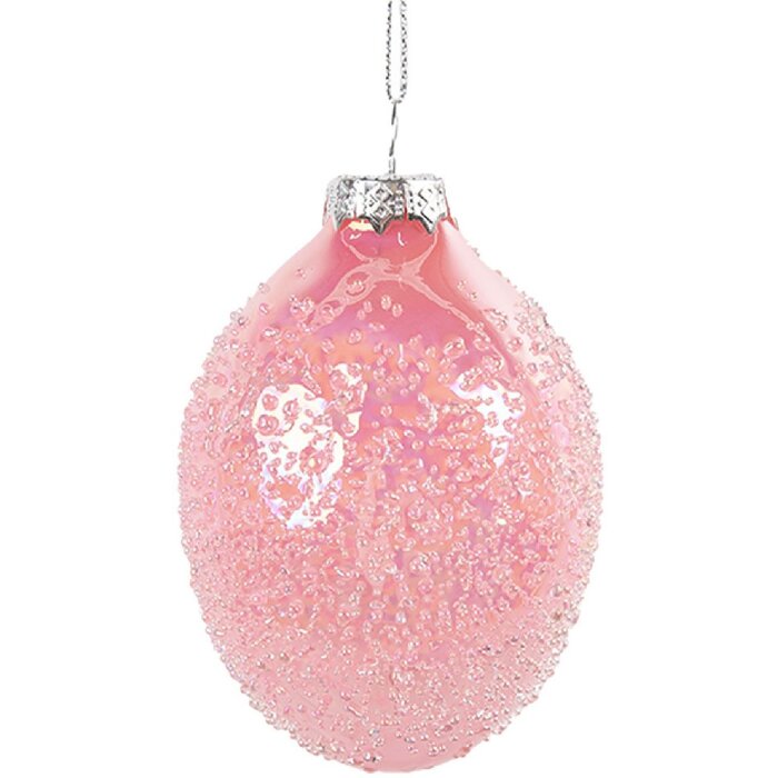 Clayre & Eef 6GL4457 Pendentif de Pâques Oeuf rose verre Ø 6x9 cm