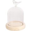 Clayre & Eef 6GL4472 Cloche en verre Ø10x14cm Oiseau sur socle en bois