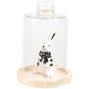 Clayre & Eef 6GL4482 Cloche en verre avec socle en bois Ø 11x17 cm
