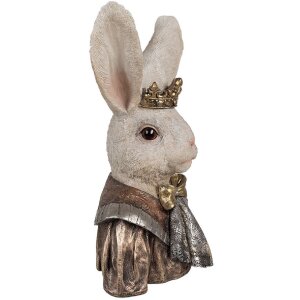 Clayre & Eef 6PR4138 Décoration Lapin avec couronne 23x18x40 cm