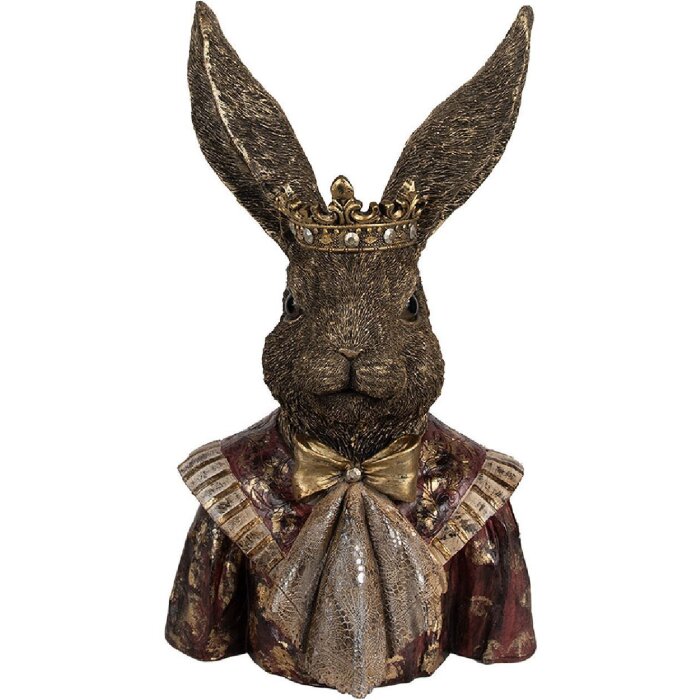 Clayre & Eef 6PR4139 Décoration Lapin avec couronne 23x18x40 cm
