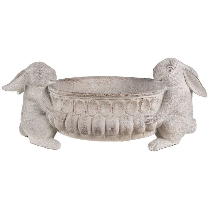 Clayre & Eef 6PR5054 Décoration Pot de fleurs Lapin 43x19x19 cm Aspect pierre